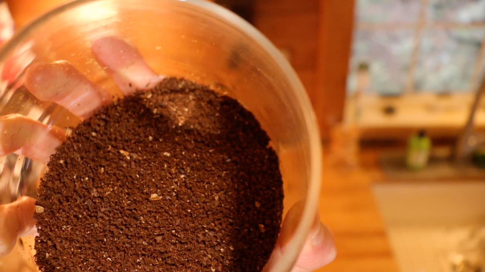 Closeup of coffee grounds