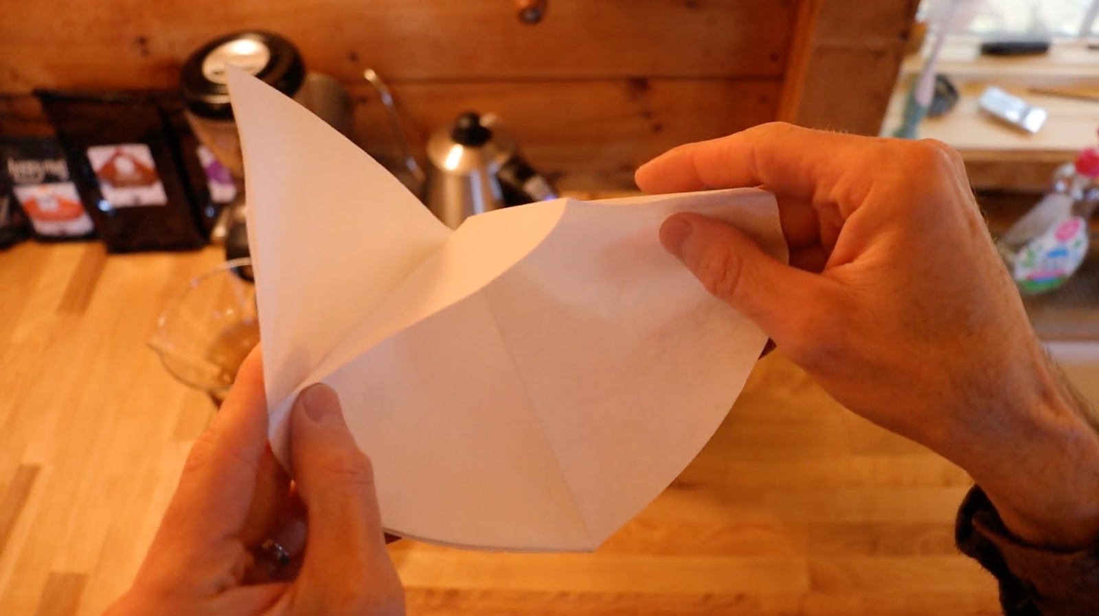 Unfolding a Chemex filter