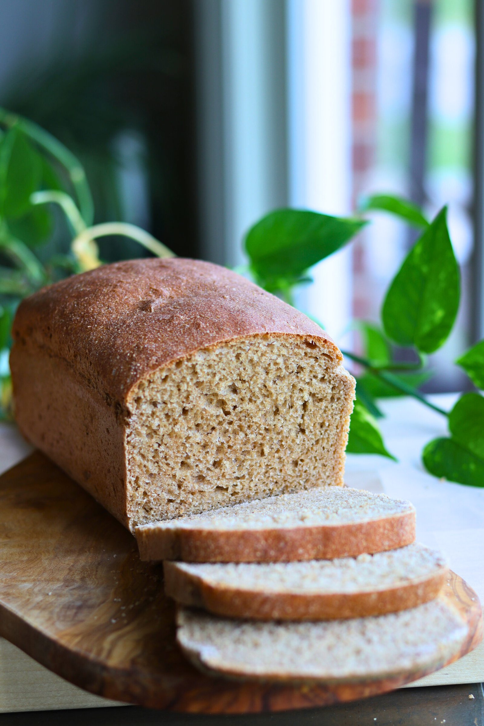 sliced loaf of homemade bread