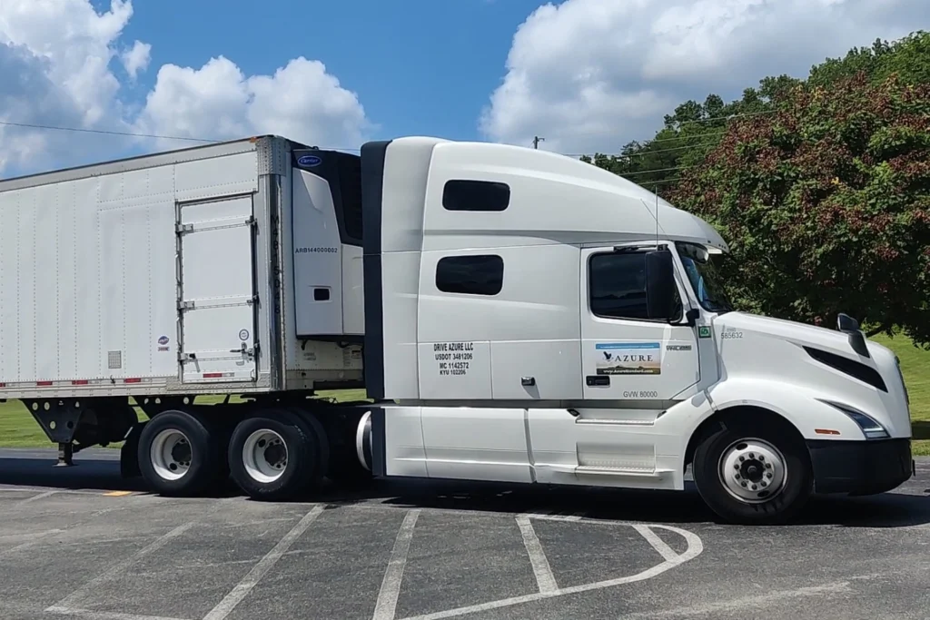 an azure standard semi truck