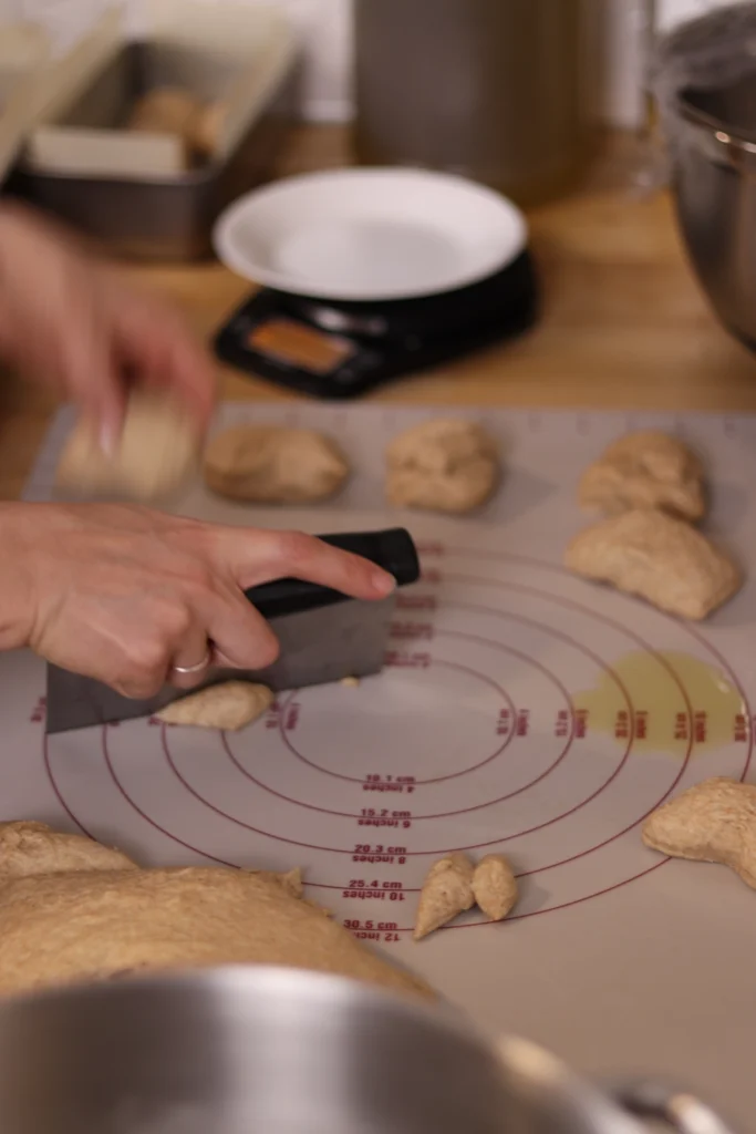 cutting dough with a pastry cutter