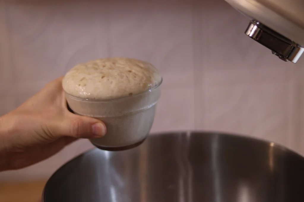 proofed yeast in a small glass bowl